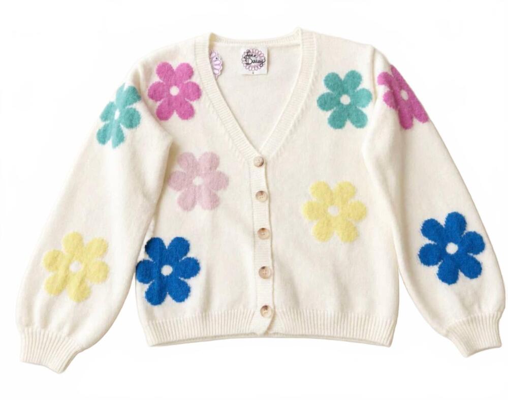NEW LOVE DAISY girl's floral cardigan in cream